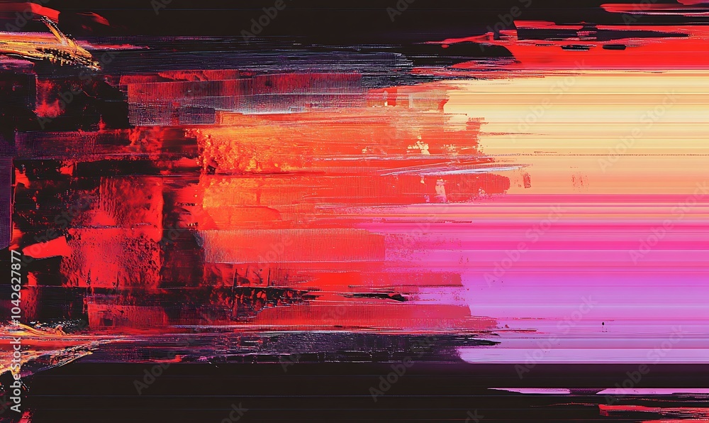 Poster a vibrant abstract artwork with streaks of red, orange, and pink, blending seamlessly into dark hues