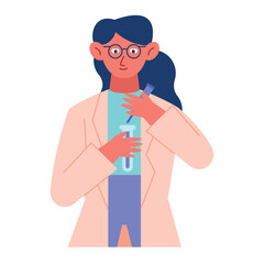 scientist woman with glassware laboratory