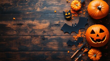 Spooky Halloween Decorations and Pumpkins Display