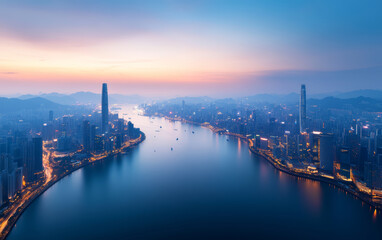 Fototapeta premium Architectural landscape of modern urban skyline