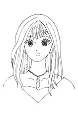 simple vector hand draw sketch of woman portrait face