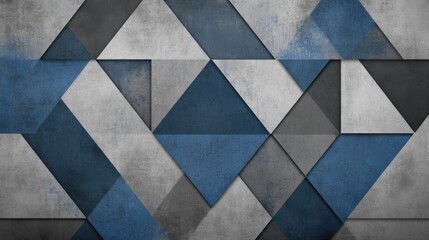Fototapeta premium Abstract geometric pattern of triangles in shades of blue and gray