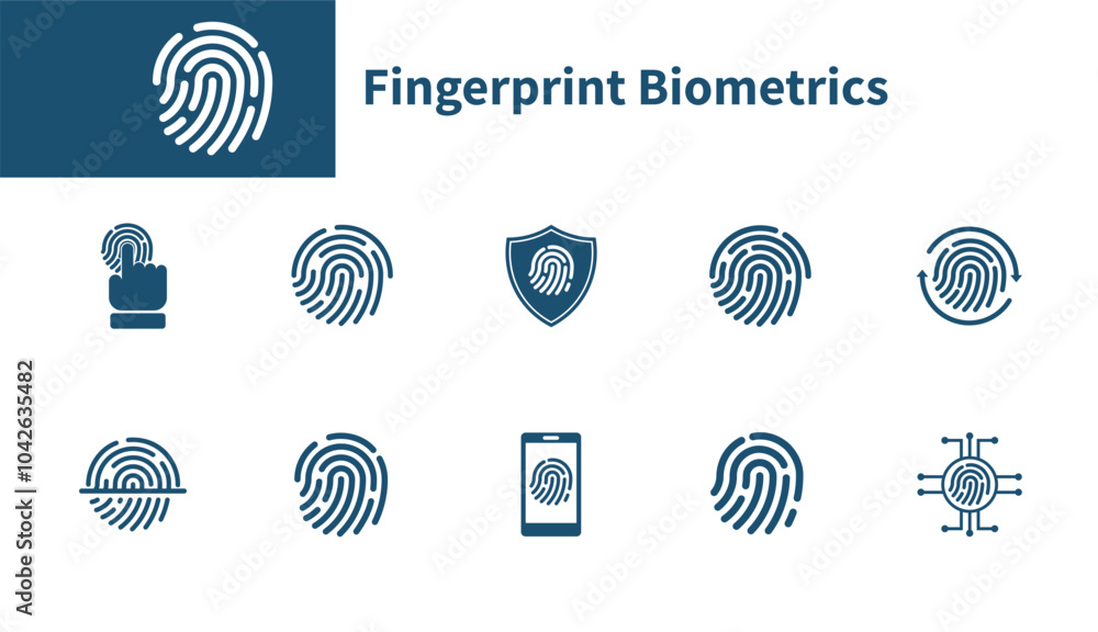 Poster fingerprint biometric icon. set of solid vector icons on the theme of fingerprint security, fingerpr