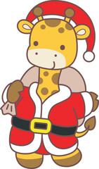 Set Christmas Vector Stock Illustrations of Baby Giraffe.
Cute giraffe animals with christmas theme.