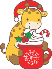 Set Christmas Vector Stock Illustrations of Baby Giraffe.
Cute giraffe animals with christmas theme.