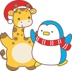 Set Christmas Vector Stock Illustrations of Baby Giraffe.
Cute giraffe animals with christmas theme.