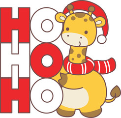 Set Christmas Vector Stock Illustrations of Baby Giraffe.
Cute giraffe animals with christmas theme.