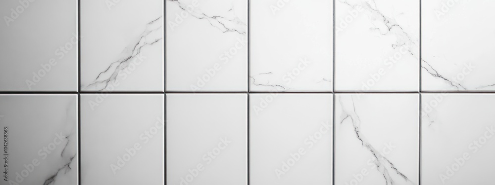 Poster a seamless pattern of white marble tiles with subtle gray veining.