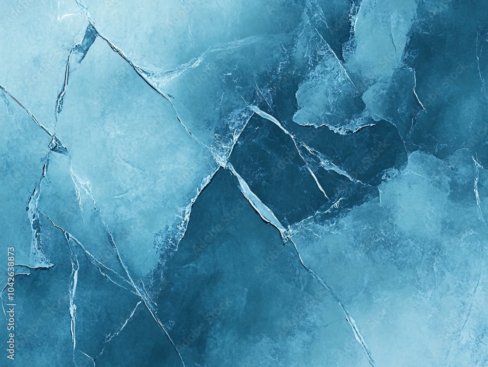 Poster textured blue ice background with cracks, creating a cool and refreshing visual ideal for designs or