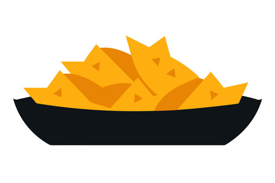 yellow nachos in black bowl clip art preview