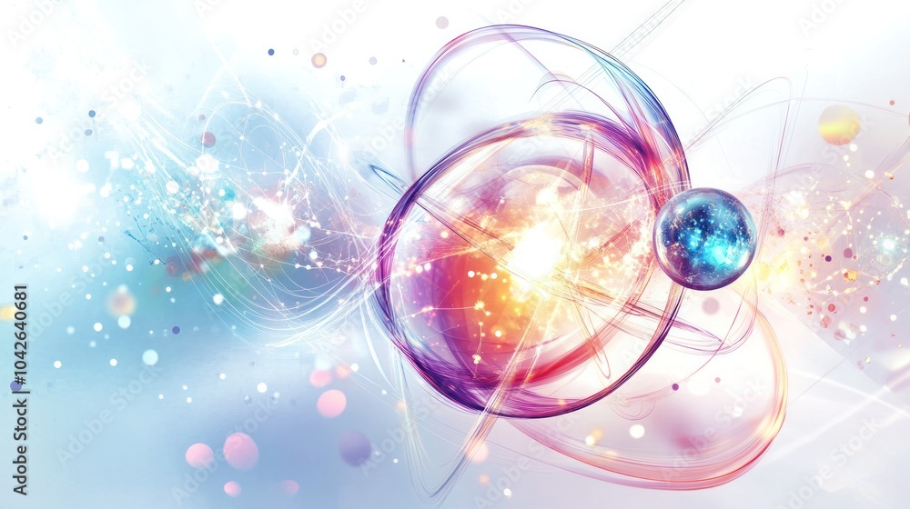 Poster mesmerizing representation of quantum entanglement illustrated through two particles connected by a 