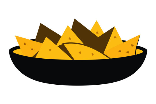 yellow nachos in black bowl clip art preview