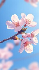 Beautiful pink cherry blossom blooming in spring, a nature's masterpiece