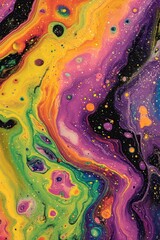 A psychedelic background of swirling colors and patterns