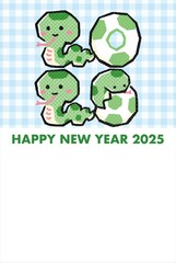 年賀2025　はがきテンプレート　フレーム　巳年　巳　手描き　へび　かわいい　背景　イラスト