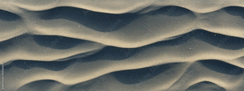 Poster a close-up view of sand dunes showcasing wavy patterns and textures.