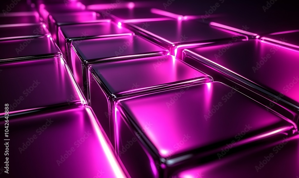Fototapete a visually striking image of shiny, reflective pink blocks arranged in a grid pattern.