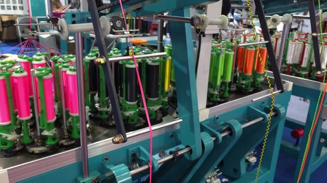High speed braiding machine. Textile industry.