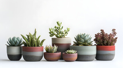 Fototapeta premium A mix of modern flower pots with succulents and cacti