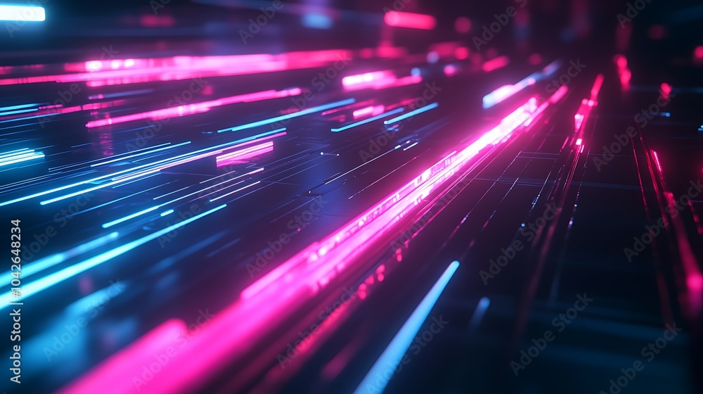 Aufkleber a vibrant, abstract representation of digital light trails in pink and blue, creating a dynamic, fut