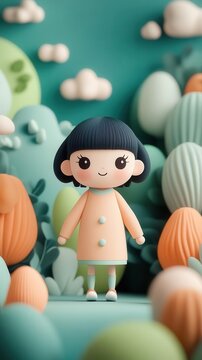 adorable avatar skipping through 2D pages that turn into a 3D fantasy world, whimsical and playful, soft pastel colors, inviting