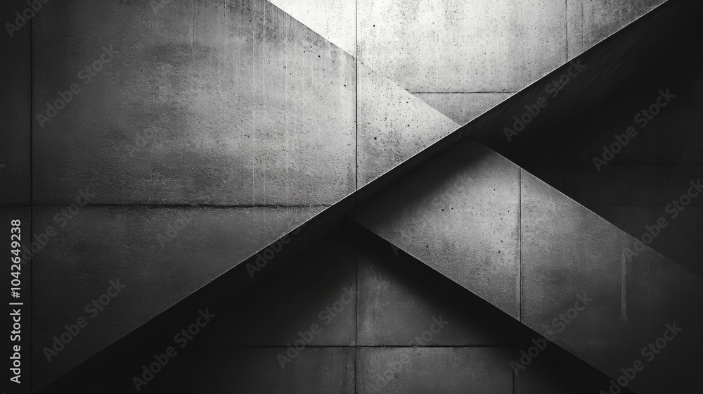 Aufkleber In this visually striking composition, angular concrete surfaces intersect to create dynamic geometric patterns, emphasizing texture and form in low light.