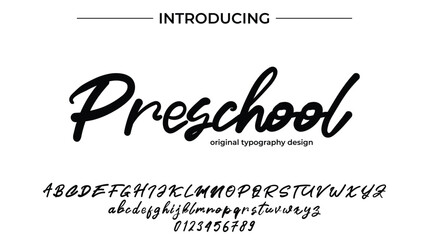 Preschool Font Stylish brush painted an uppercase vector letters, alphabet, typeface