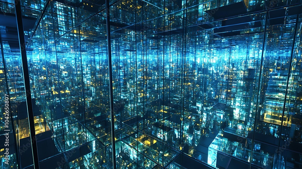 Poster exploring a futuristic metropolis a dazzling cityscape of glass and light where urban architecture r