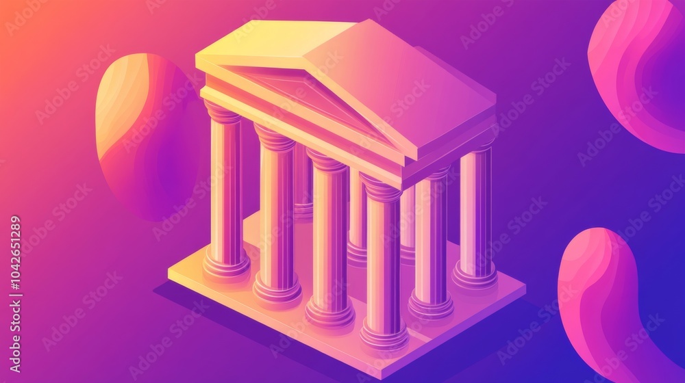 Poster modern design of classical architecture in bright colors