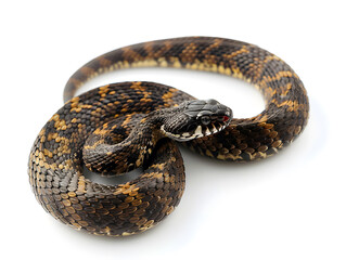 Naklejka premium common adder snake coiled up with black and brown pattern