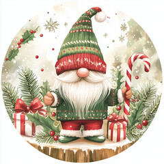 Christmas gnomes and gift