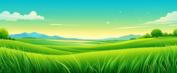Obraz premium Natural Panoramic Landscape with Grass in Abstract Style