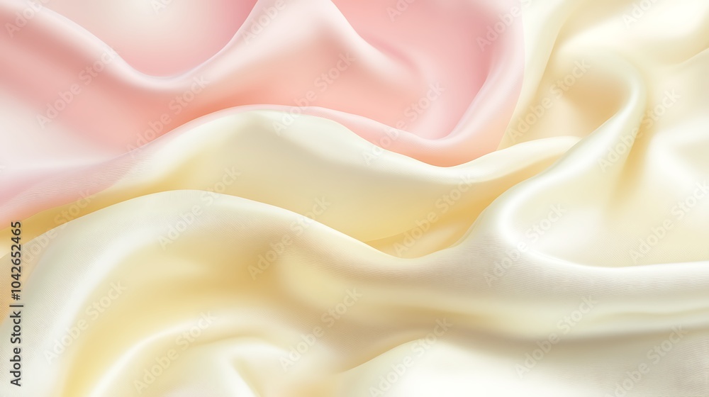 Poster a soft, flowing fabric with pastel colors, featuring delicate textures and gentle waves, creating a 