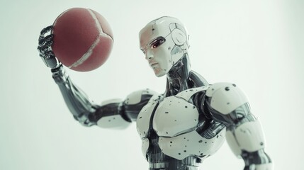 An android athlete model, humanoid figure with athletic prowess and sports equipment, Futuristic style