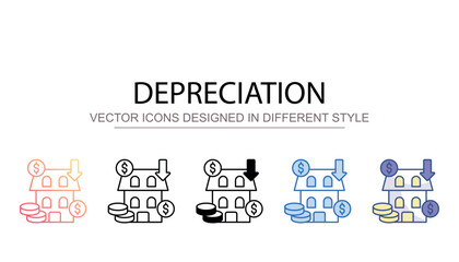 Depreciation icon design with white background stock illustration