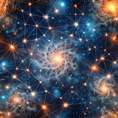 Fototapeta premium Seamless Mind and Universe Connection. Perfect for: Space-themed events, Meditation retreats, Astrology gatherings