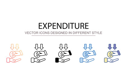 Expenditure icon design with white background stock illustration