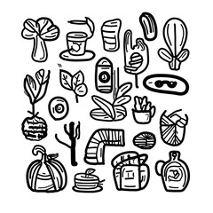 set of hand drawn illustrations