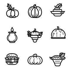 thanksgiving icons set