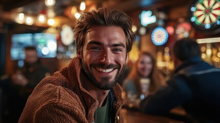 A Joyful Evening at the Pub Capturing the Essence of Friendship and Laughter Among Friends Over Drinks and Games