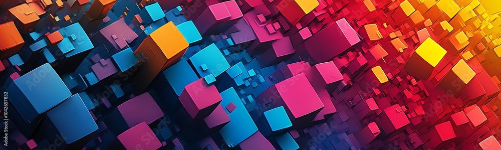 Leinwandbilder a vibrant abstract background featuring a dynamic arrangement of colorful 3d cubes in shades of pink