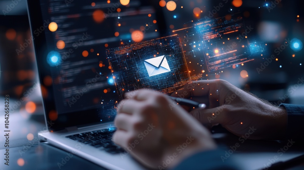 Poster exploring the digital landscape of email communication and technology in modern business practices