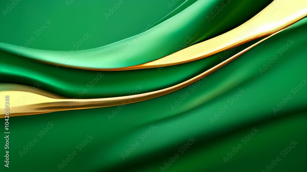 Aufkleber an elegant abstract composition of flowing green and gold waves, creating a smooth and luxurious vis