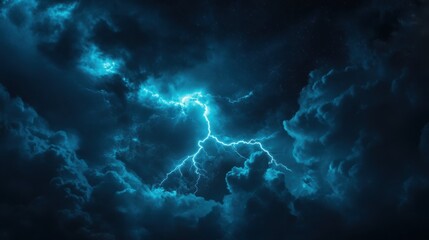 Obraz premium Dramatic Lightning Strike in Dark Clouds