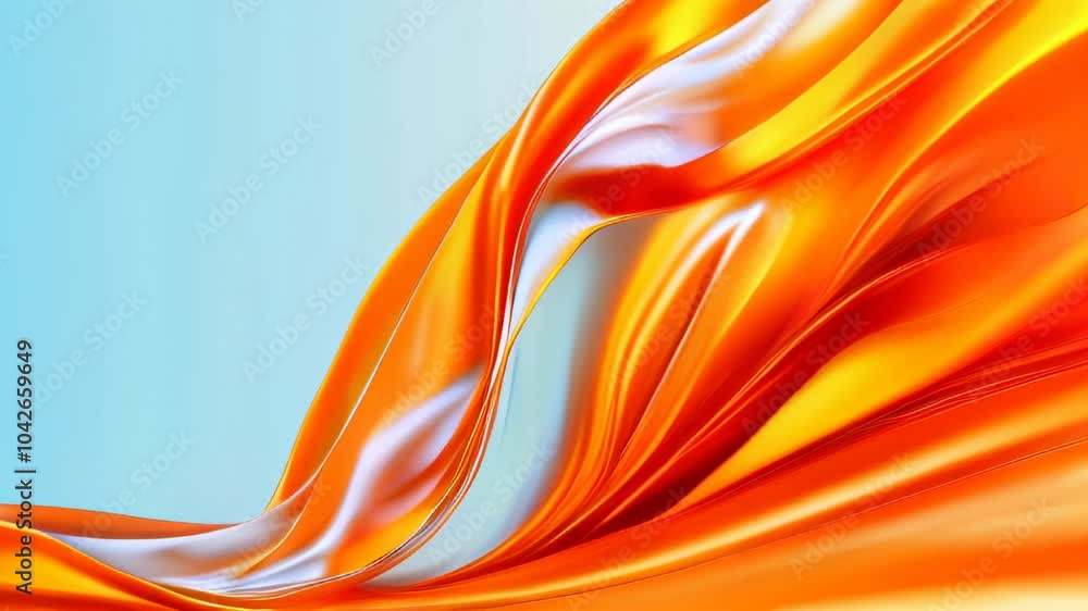 Poster a smooth abstract design of flowing orange fabric, featuring soft gradients and vibrant tones for a 
