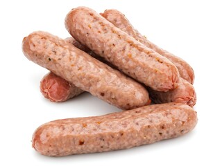 Fresh raw bratwurst sausages on white background