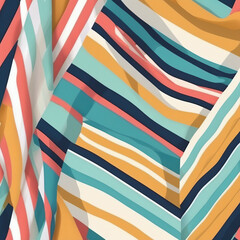 Obraz premium Vibrant and colorful striped fabric featuring mix of teal, orange, and cream hues, creating lively and dynamic pattern perfect for various design projects