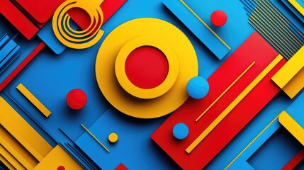 Vibrant Abstract Shapes in Blue and Red Background