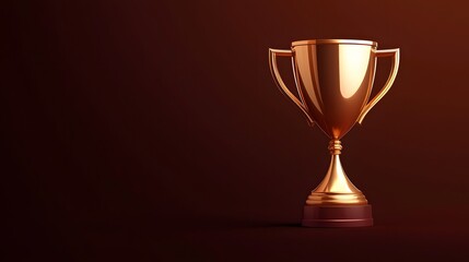 Golden Trophy on Brown Background.