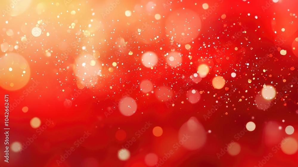Poster glittering red background with bokeh effect